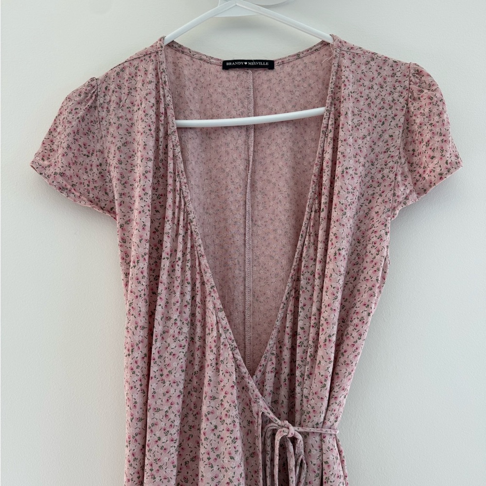 Brandy Melville Pink Wrap Maxi Dress